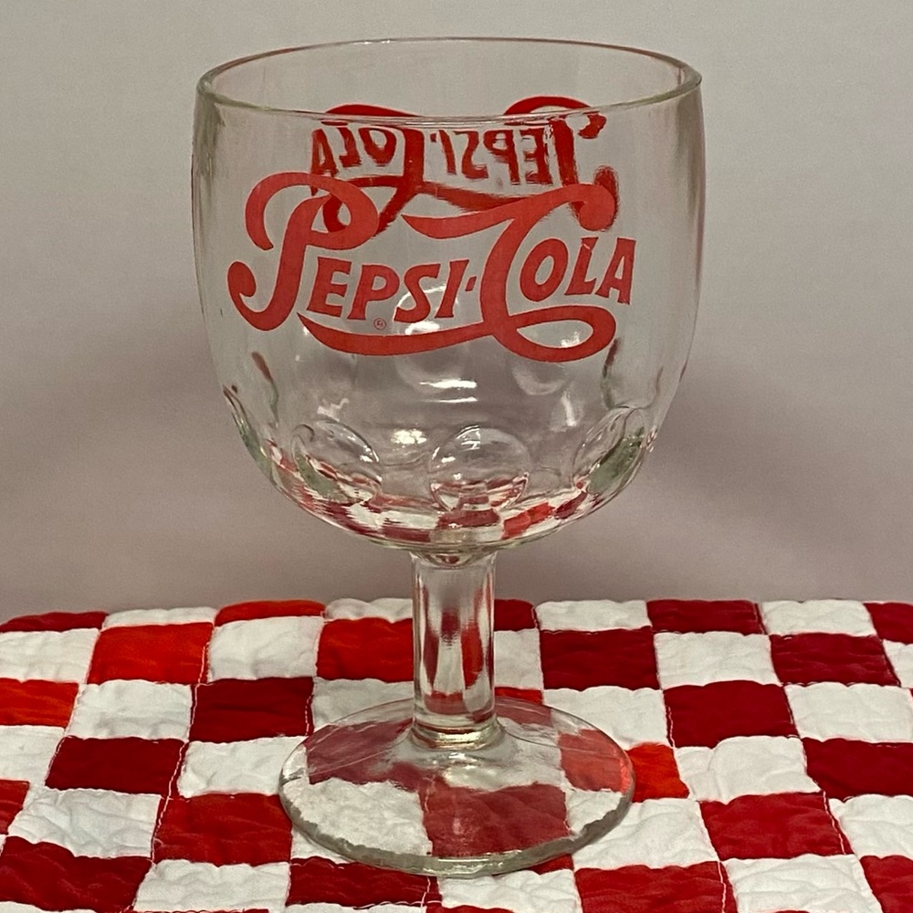 1960s Pepsi-Cola Logo Vintage Glass Collectible Thumbprint Goblet